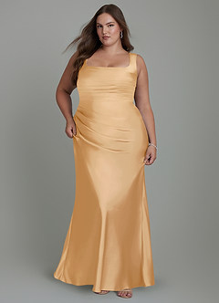 Azazie Agustina Bridesmaid Dresses Gold Mermaid Corset Stretch Satin Dress image9