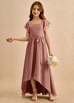 Azazie Milly Girls Formal Flower Girl Dresses Cedar Rose A-Line Pleated Chiffon Dress image4