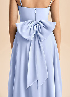 Azazie Bear Junior A-linja Pliseerattu Sifonki Lattian pituus Nuorempi morsiusneito Pukeutua image7