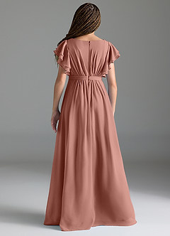 Azazie Daphne Junior Agave A-Line Pleated Chiffon Dress image2