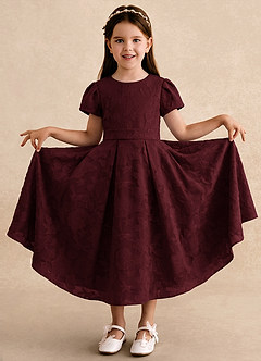 Azazie Princes Flower Girl Klänningar Klänning A-linje i Blommig Utbrändhet Plisserad image3