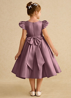 Azazie Pearl Flower Girl Dresses Vintage Mauve Ball-Gown Pleated Matte Satin Dress image2
