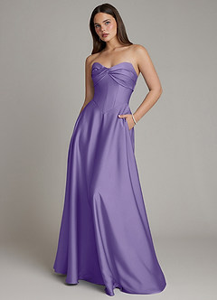 Azazie Meleena Bridesmaid Dresses Tahiti A-Line Strapless Stretch Satin Dress image1