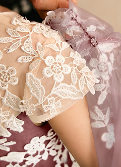 Azazie Dandelion Robe Demoiselle D'honneur Fillette Robe Princesse en Dentelle Rose Du Désert image8