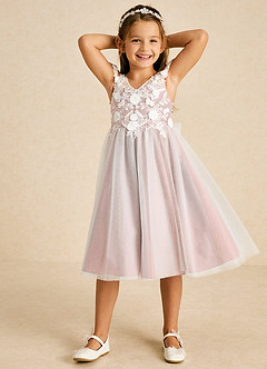 Azazie Sunnie Flower Girl Dresses Rosette A-Line Lace Tulle Dress image4