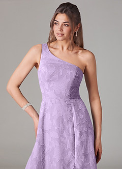Azazie Ellianna Jurken voor bruidsmeisjes Jurk van Bloemen Burn-out met A-Lijn One-Shoulder Lila image6