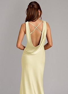 Azazie Cheryl Vestidos de damas de honor Vestido de Sorbete De Limón de Satén Elástico de Corte Sirena image5