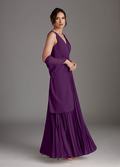 Azazie Kris Mother of the Bride Dresses Grape A-Line Sequins Chiffon Dress image3