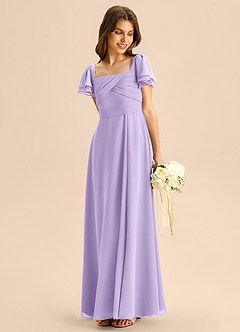 Azazie Azey Junior A-Linie Gestreift Chiffon Kleid Flieder image3