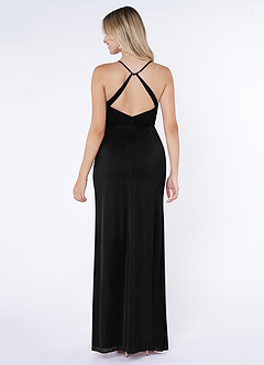 Azazie Kalea Final Sale Black Mermaid Pleated Mesh Dress image2