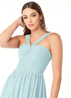 Azazie Dionne At-home Try On Dresses Grape A-Line Corset Chiffon Dress image6