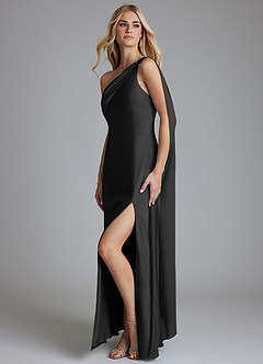 Azazie Loreen Final Sale Sky Blue Mermaid One Shoulder Stretch Satin Dress image4