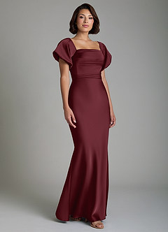 Azazie Lea Brudtärnklänningar Klänning av Sjöjungfru i Stretch Satin Off the shoulder Cabernet Konvertibel image9