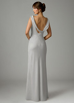 Azazie Kieryn Bridesmaid Dresses Silver Mermaid Pleated Stretch Satin Dress image5