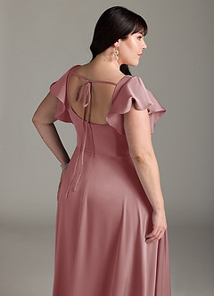 Azazie Bondi Bridesmaid Dresses Dusty Rose A-Line Bow Stretch Satin Dress image12