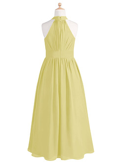 Azazie Iman Junior A-Linie Plissee Chiffon Kleid Zitronensorbet image6