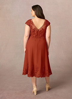 Azazie Terrano Mother of the Bride Dresses Rust A-Line Scoop Lace Dress image8