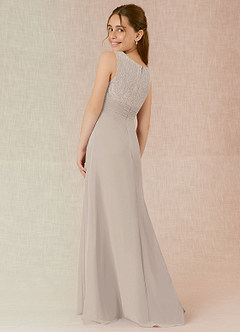 Azazie Snow Junior Abito A-Line in Chiffon Pizzo Gelo image2