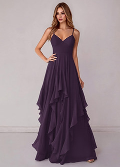 Azazie Zaina Abiti da Damigella Abito A-Line in Chiffon Prugna image1