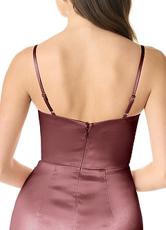 Azazie Sukia Final Sale Vintage Mauve Mermaid Pleated Metallic Satin Dress image5