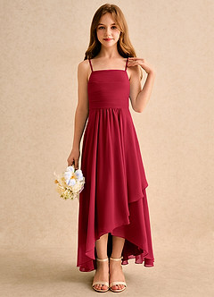 Azazie Twilight Dance Girls Formal Flower Girl Dresses Scarlet A-Line Pleated Chiffon Dress image5