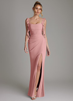 Azazie Jessamine Bridesmaid Dresses Dusty Rose Mermaid Corset Chiffon Dress image1