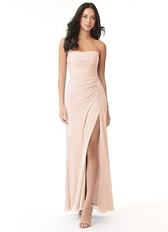 Azazie Darria Robes de demoiselle d'honneur Robe Fourreau Convertible en Mousseline extensible Plissee mit quadratischem Ausschnitt Rose Pâle image1