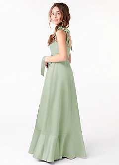 Azazie Barbara Junior A-Linie Schleifen Matte Satin Kleid Blushing Pink image2