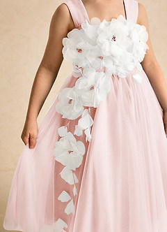 Azazie Dovey Flower Girl Dresses Blushing Pink Ball-Gown Bow Tulle Dress image7