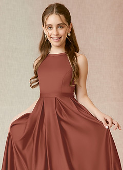 Azazie Arianthe Junior Auburn A-Line with Pockets Stretch Satin Dress image5