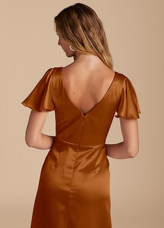 Azazie Soren Final Sale Auburn A-Line Pleated Metallic Satin Dress image6