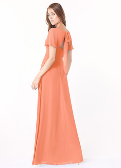 Azazie Kimber Bridesmaid Dresses Sunset A-Line Flounce Sleeve Chiffon Dress image4
