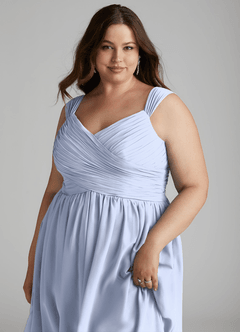 Azazie Angie Brautjungfernkleider A-Linie Korsett Chiffon Kleid Eis image16