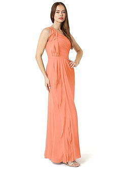 Azazie Sharon laatste Uitverkoop Jurk van Chiffon met A-Lijn One-Shoulder Zonsondergang image4