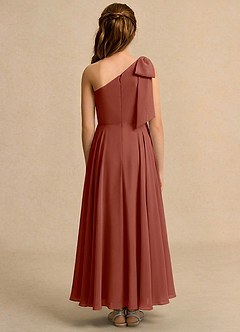 Azazie Guppy Junior Formal Jurken voor bloemenmeisjes A-Lijn Jurk van Chiffon One-Shoulder Kastanjebruin image2