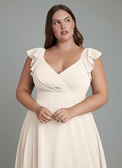 Azazie Leilani Bridesmaid Dresses White Alabaster A-Line Pleated Chiffon Dress image6