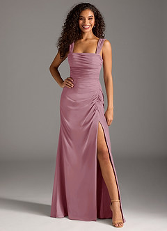 Azazie Jesaphine Bridesmaid Dresses Vintage Mauve Sheath Bow Chiffon Dress image4