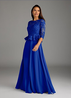 Azazie Averie Mother of the Bride Dresses Royal Blue A-Line Boatneck Sequins Chiffon Dress image8