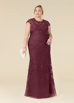 Azazie Jamila Kleider für die Brautmutter Meerjungfrau-Linie Spitze Kleid Cabernetrot image7