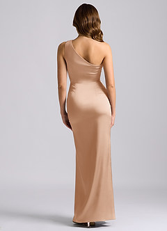 Azazie Akilah Brudtärnklänningar Klä av Sjöjungfru i Stretch Satin Ena axeln Engelsk Ros image2