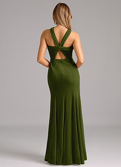 Azazie Rue Robes de demoiselle d'honneur Robe Trapèze en velours Plissée Olive image2