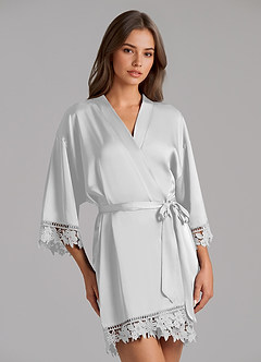 front Matching Color Satin Lace Robe