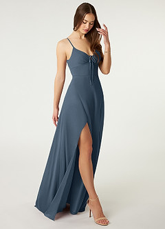 Azazie Minie Final Sale Neptune A-Line Bow Chiffon Dress image1