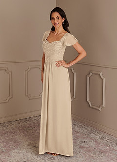 Azazie Gwenyth Mother of the Bride Dresses Champagne A-Line Lace Chiffon Dress image4