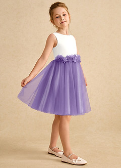 Azazie Louisa Flower Girl Dresses Ivory Tahiti A-Line Sleeveless Tulle Dress image5