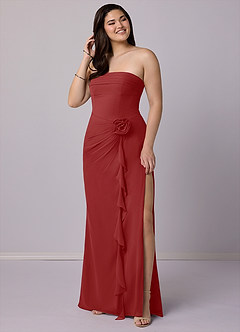 Barbie ♥ Azazie Bridesmaid Dresses Rust Sheath Strapless Chiffon Convertible Dress image7