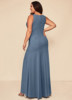 Azazie Rogue Bridesmaid Dresses Twilight Mermaid Scoop Side Slit Stretch Crepe Dress image8