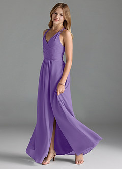 Azazie Farren Junior A-Linie Plissee Chiffon Kleid Tahiti image4