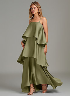 Azazie Azalea Bridesmaid Dresses Pistachio A-Line Ruched Stretch Satin Dress image3