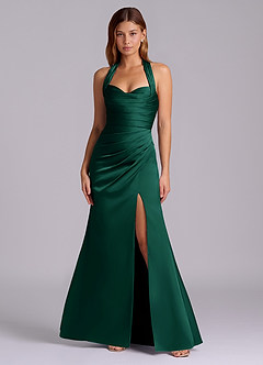 Azazie Destiny Bridesmaid Dresses Emerald Mermaid Sweetheart Neckline Stretch Satin Dress image4